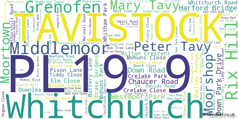 A word cloud for the PL19 9 postcode